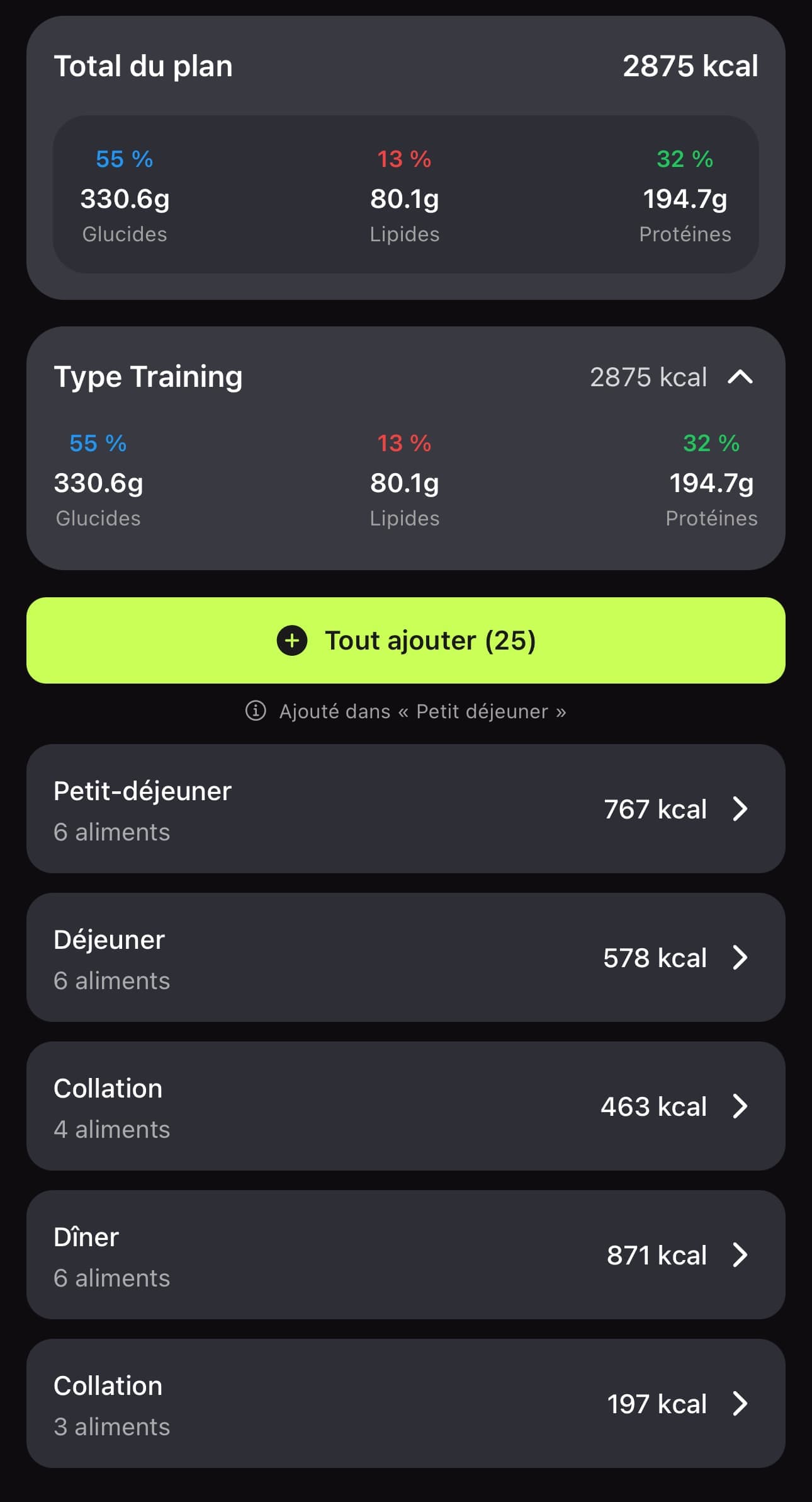 Plan alimentaire